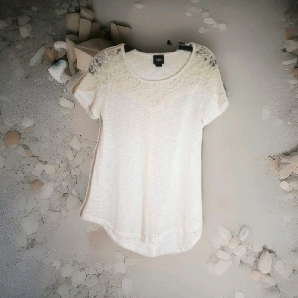 Daytrip Sheer Cream Light Academia Lace Blouse Neutral Earthy Coastal Bohemian M